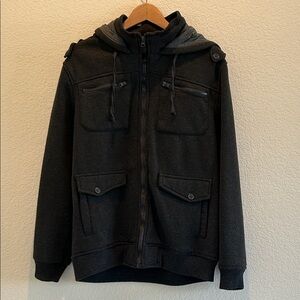 Charcoal Gray Men's Hooded Jacket